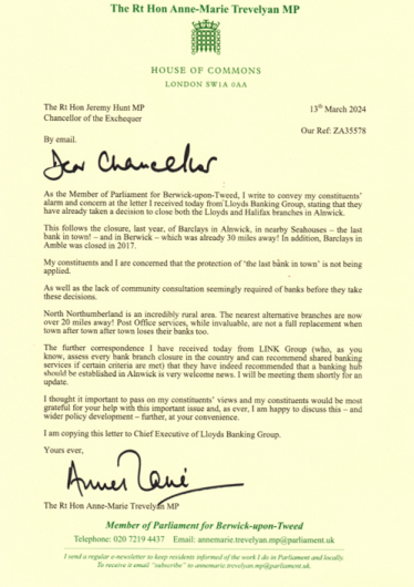 Letter to Chancellor