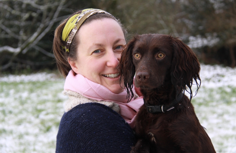 Anne-Marie Trevelyan with her spaniel, Trouble.