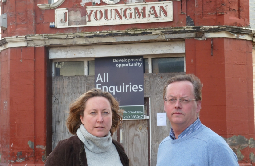 Anne-Marie Trevelyan outside Youngmans Corner, Berwick